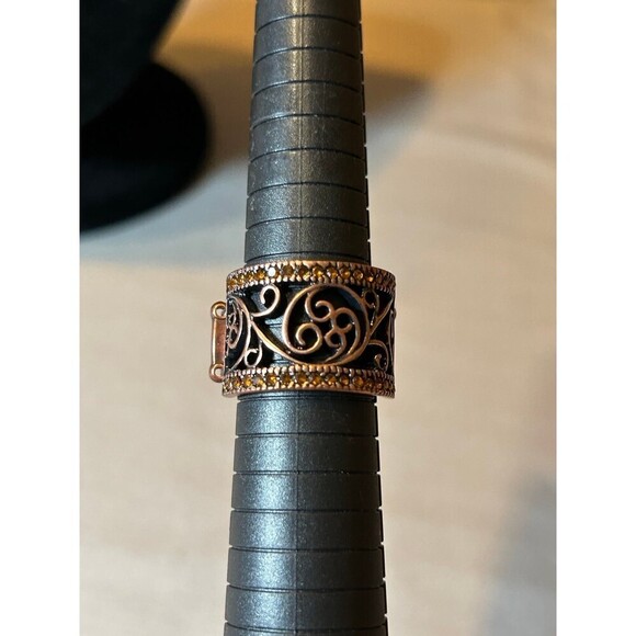 Paparazzi Gold Tone Filigree and Rhinestone Adjustable Stretch Ring - Picture 1 of 3